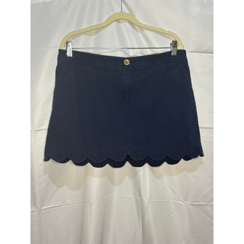 Lilly Pulitzer Colette Navy Blue Skort Scalloped Hem Preppy Shorts Size 12